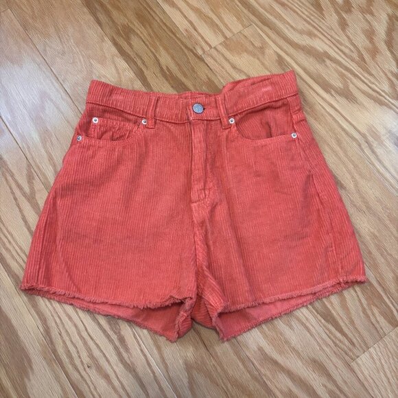 BDG Urban Outfitters Womens Coral/Orange Corduroy High Waist Shorts Size 25 - Picture 3 of 8